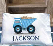 Custom Name Construction Truck Children's Pillowcase VI