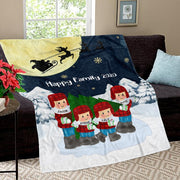 Personalized Christmas Family Member Fleece Blanket I
