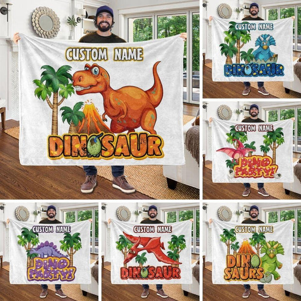 Custom KID'S Name Dinosaur Blankets