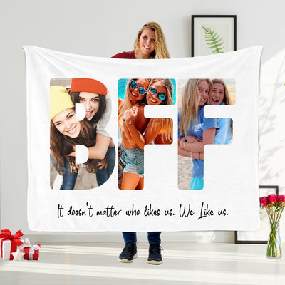Custom Photo Best Friend Blanket, Personalized Sisters Blanket I