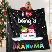 Personalized Snowmen Blanket with Grandkids' Names