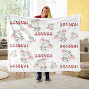 Personalized Name Sleeping Elephant Fleece Blankets