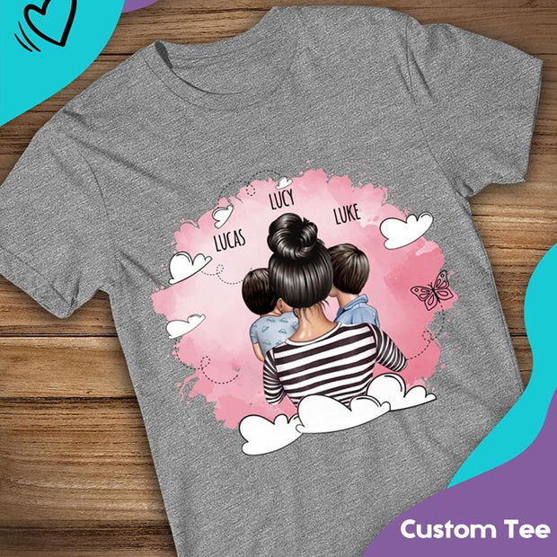 Watercolor Mom T-Shirt With Her Children -- Unisex T-Shirt