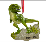 Personalized T-Rex Dinosaur Ornament Custom Christmas Ornament for Kids, Holiday Gift for kids, Free Gift Box