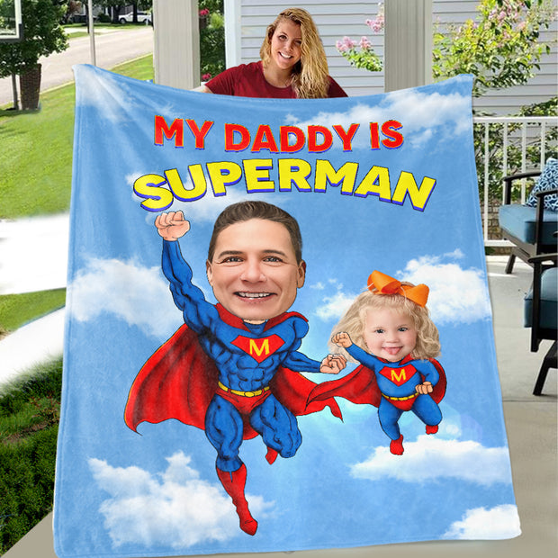 Custom Superhero Portrait Blanket with Photos III- Personalized Gift for Family Members