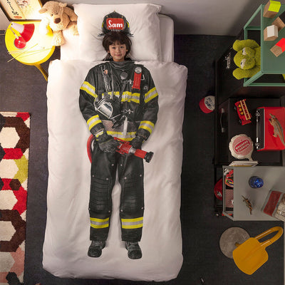 Personalized Name Kid Fireman Microfiber Bedding Set X