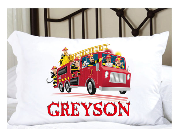 Custom Name Fire Truck Children's Pillowcase