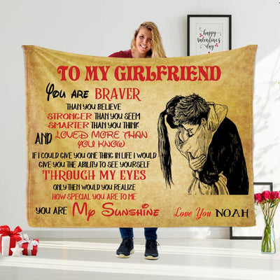 YOU ARE MY SUNSHINE Custom Name Valentine's Day Blankets for Wife & Girlfriend II