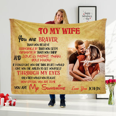 YOU ARE MY SUNSHINE Custom Name Valentine's Day Blankets for Wife & Girlfriend