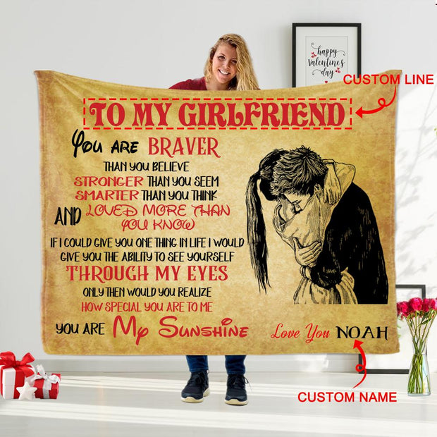 YOU ARE MY SUNSHINE Custom Name Valentine's Day Blankets for Wife & Girlfriend II